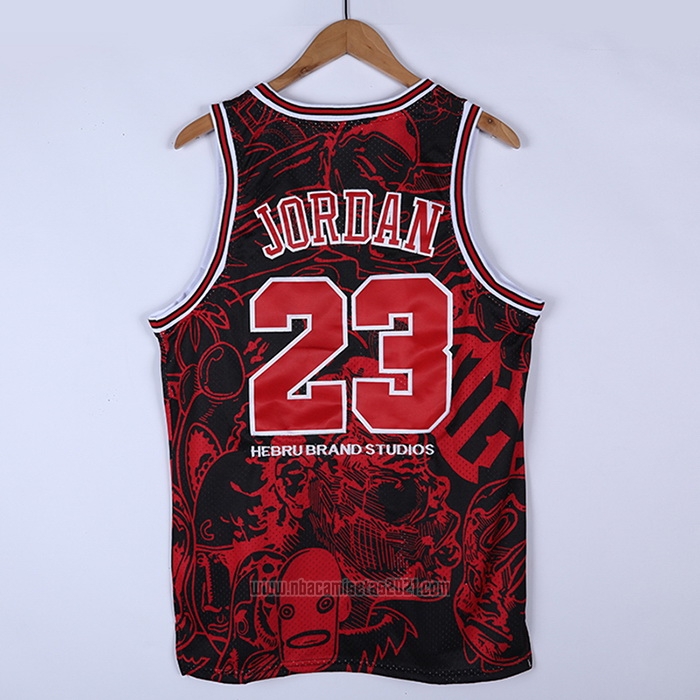 Camiseta Chicago Bulls Michael Jordan #23 Mitchell & Ness Hebru Brantley Negro